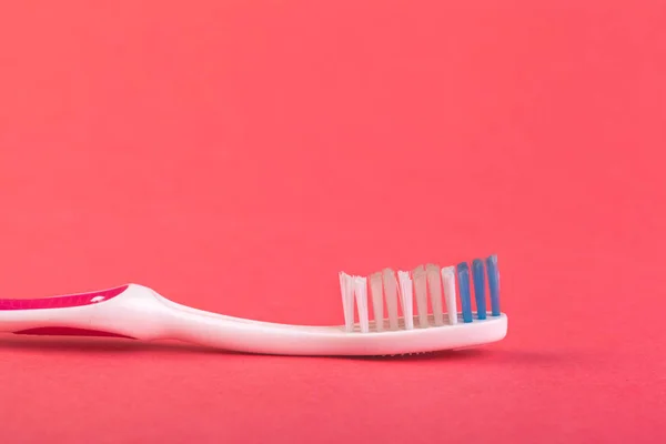 Toothbrush Red Background — Stock Photo, Image