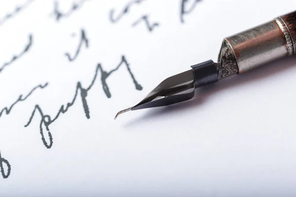 Kézzel Írt Levelet Antik Töltőtoll — Stock Fotó