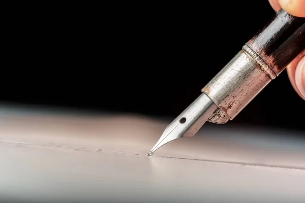 Фонтанная Ручка Старинном Рукописном Письме — стоковое фото