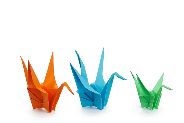 Grúas Origami Sobre Fondo Blanco — Foto de Stock