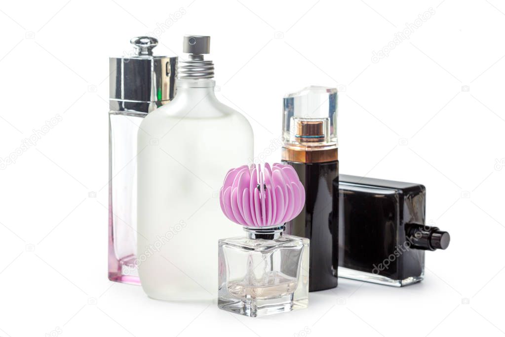 Bottle of perfume bottles isolated of white background
