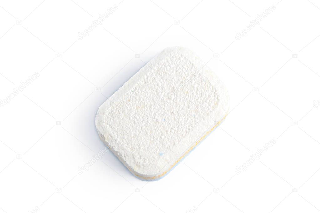 Dishwasher tablets on a white background 