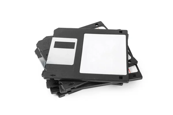 Detailní Záběr Disket Izolovaných Bílém Pozadí — Stock fotografie
