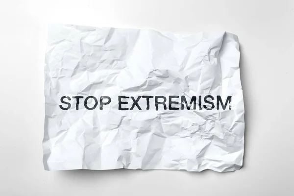 Foglio Carta Accartocciato Con Testo Stop Extremism — Foto Stock