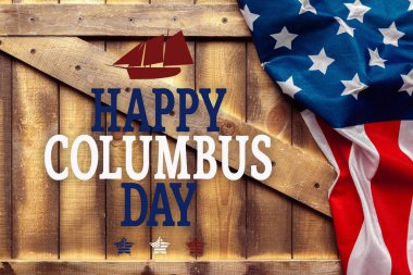 Happy Columbus day banner, american patriotic background clipart