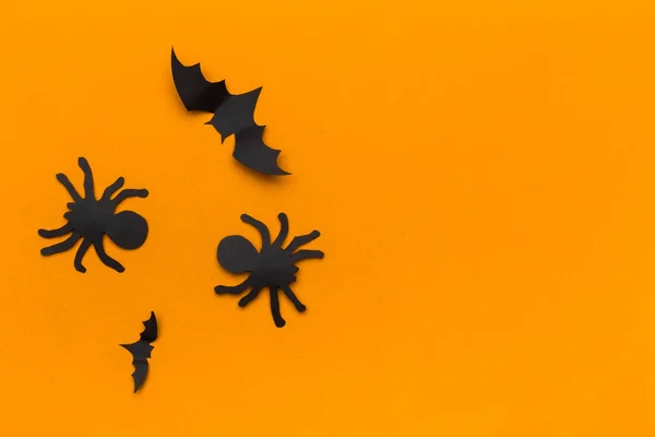 Halloween Decoratie Concept Papier Vleermuizen Vliegen — Stockfoto