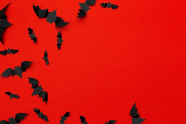 Halloween Concepto Decoración Murciélagos Voladores Papel —  Fotos de Stock