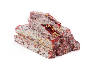 Türk lokumu beyaz arka plan üzerinde izole, yakın çekim 