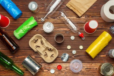 atık maddeler kağıt, plastik, polietilen yakın çekim