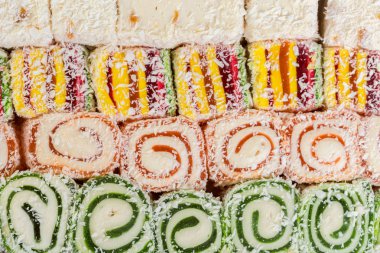 Çeşitli geleneksel Türk lokumu yakın çekim