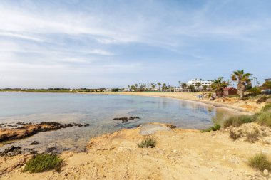 Tropik sahil, plaj, doğal arka plan.