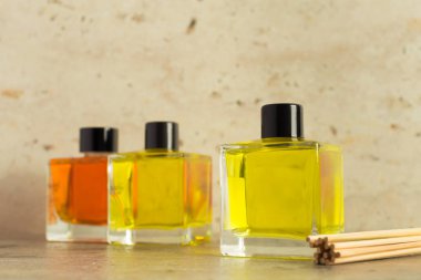 Aromatik sopa için ev cam şişe ile yakın çekim