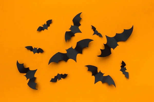 Halloween Dekoráció Fogalom Repülő Denevérek Papír — Stock Fotó