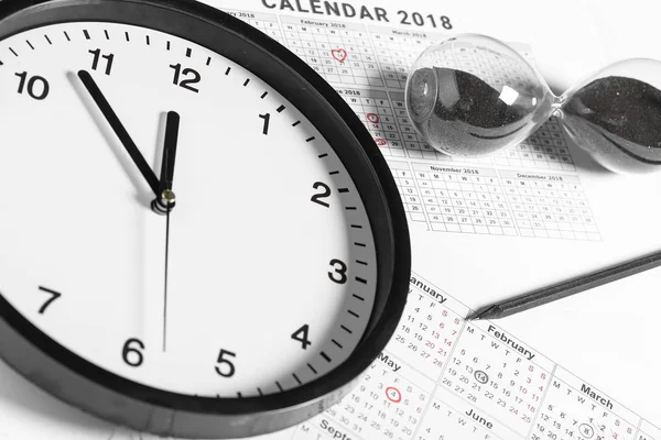 Calendario Orologio Isolato Sfondo Bianco — Foto Stock
