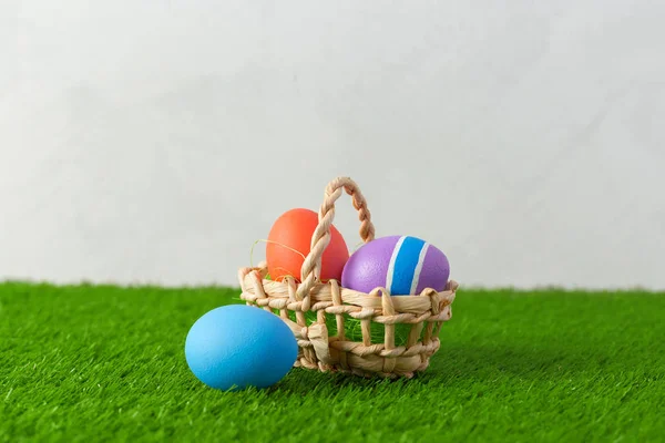 Close Easter Eggs Grass Holiday Concept — Stock Photo, Image