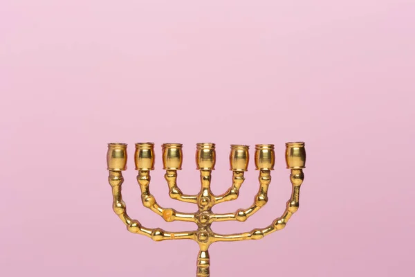 Primer Plano Antigua Vela Ritual Menorah Sobre Fondo Colorido —  Fotos de Stock