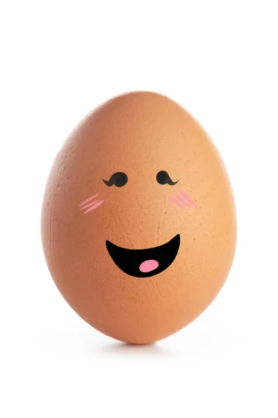 Chicken Egg Funny Emoticons Isolated White Background — Stock Photo, Image