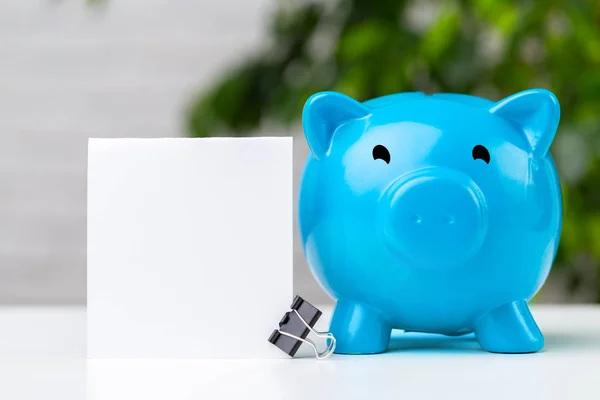 Piggy Bank Table Copy Space — Stock Photo, Image