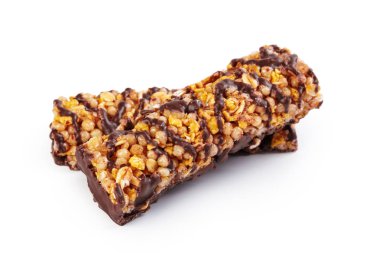 Beyaz arka plan sağlıklı granola yemeği