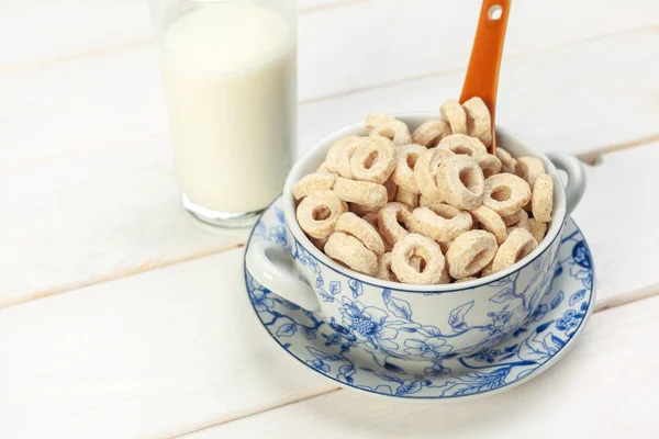 Délicieux Petit Déjeuner Sain Anneaux Céréaliers Grain — Photo