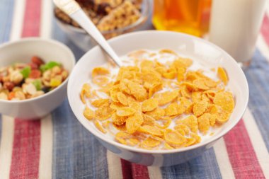 masanın üzerinde sağlıklı müsli kâse, yakın çekim