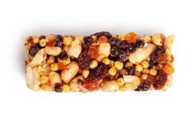 Beyaz arka plan sağlıklı granola yemeği