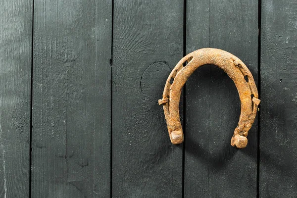 Altes Rostiges Hufeisen Auf Vintage Hintergrund — Stockfoto