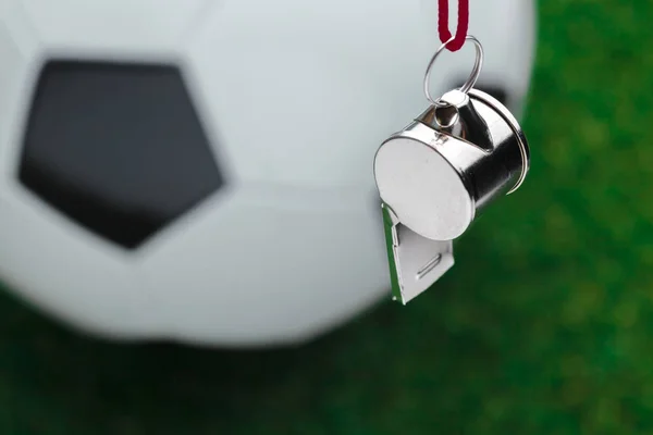 Футбольный Мяч Заднем Плане Крупным Планом — стоковое фото