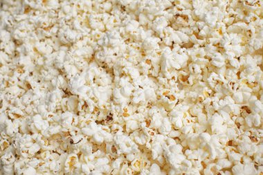 Taze gevrek patlamış mısır, gıda arka plan yığını