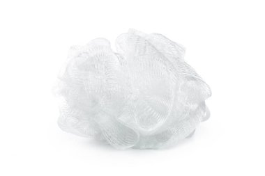 yumuşak banyo puf ya da beyaz arka plan üzerinde izole sünger