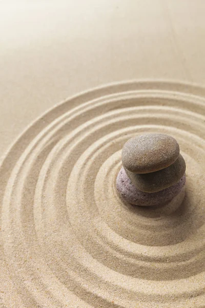 Close Zen Garden Sand Stones — Stock Photo, Image