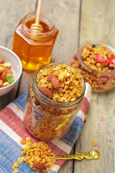 Granola Casera Con Frutos Secos Semillas — Foto de Stock