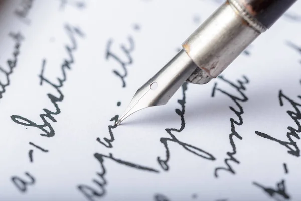 Pluma Estilográfica Cartas Manuscritas Antiguas — Foto de Stock