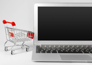 Laptop ve beyaz arka plan üzerinde izole basketl 