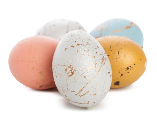 Κομψό Βαμμενεσ Πασχαλινά Αυγά Απομονωθεί Λευκό Φόντο Γκρο Πλαν — Φωτογραφία Αρχείου