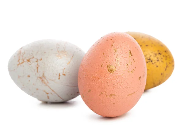 Stylish Painted Easter Eggs Isolated White Background Close — Stock Photo, Image