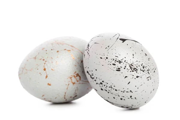 Huevos Pascua Pintados Con Estilo Aislados Sobre Fondo Blanco Primer —  Fotos de Stock