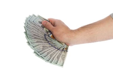 para beyaz arka plan üzerinde izole elinde tutan kişinin yakın çekim 