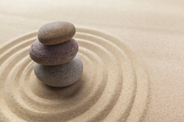 Zen Bahçe kum ve taş yakın çekim 
