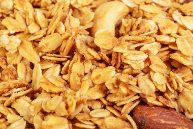 Sayfa kahvaltı yemek arka planı pişirme üzerinde kavrulmuş ev yapımı granola