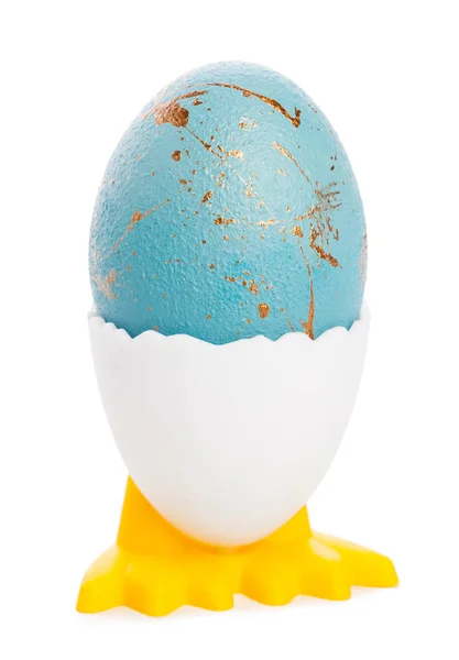 Стильные Окрашенные Пасхальные Яйца Изолированы Белом Фоне Крупным Планом — стоковое фото