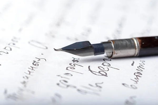 Pluma Estilográfica Cartas Manuscritas Antiguas — Foto de Stock