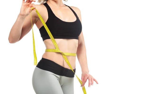 Healthy Female Body Measuring Tape — Stock Photo, Image