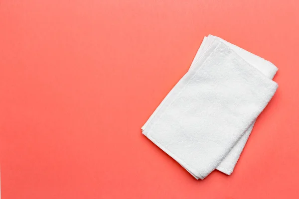 Widok Góry Ręczników Spa Kolorowe Tło — Zdjęcie stockowe