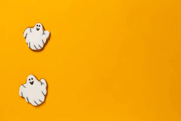 Conceito Halloween Com Cookies Fundo Colorido — Fotografia de Stock