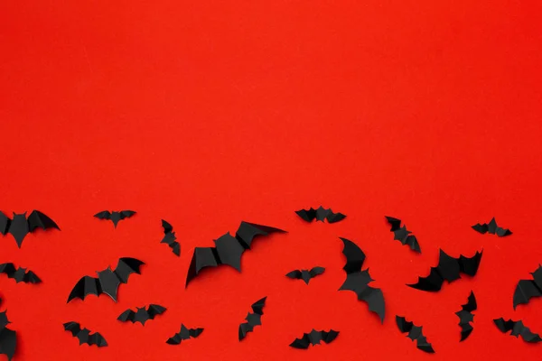 Halloween Concepto Decoración Murciélagos Papel Volando —  Fotos de Stock