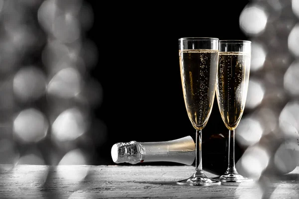 Bicchieri Champagne Con Bottiglia — Foto Stock