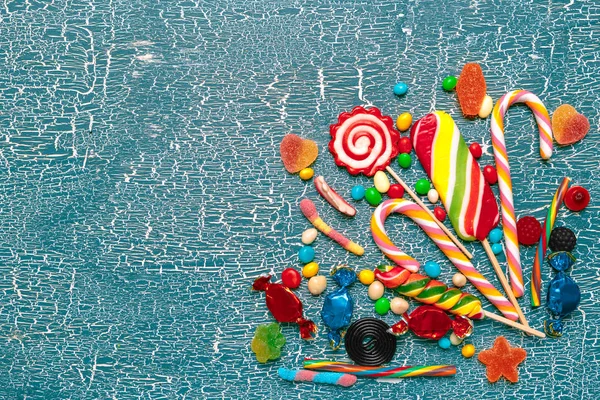 Kleurrijke Snoepjes Oude Achtergrond — Stockfoto
