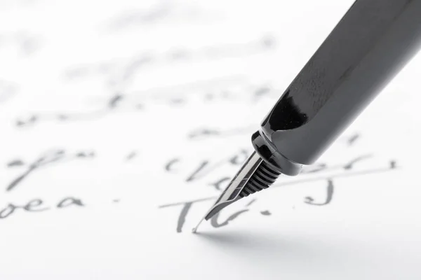 Close Fountain Pen Written Page — Stock Photo, Image