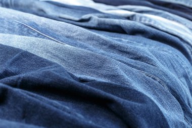 Mavi jeans kumaş dokusuna yakın çekim 